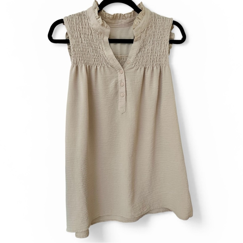 Amazon Smocked Yoke Sleeveless Camisole - Cream